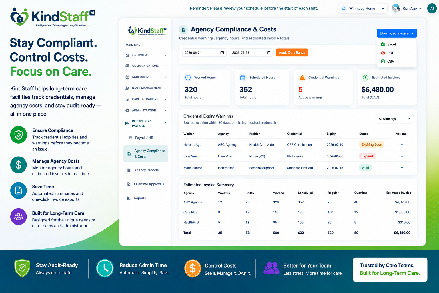 KindStaff leave request management screen